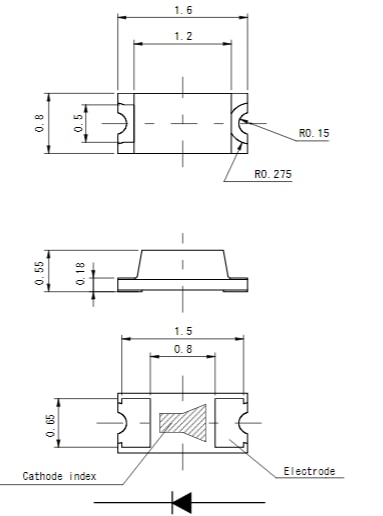 機械図面 - ROHM Semiconductor SML-D13x Miniモールド・チップLED
